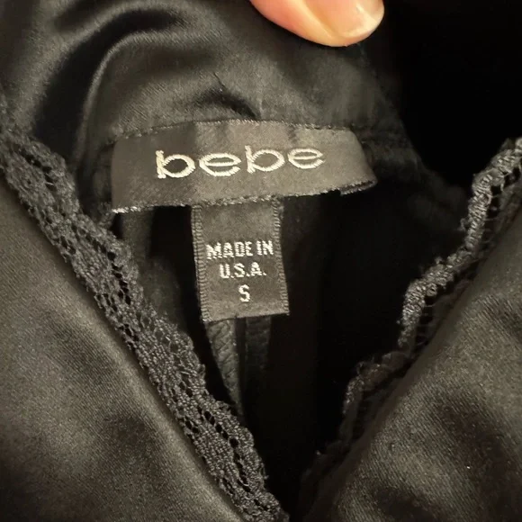 Bebe Vintage Black Satin Pencil Skirt Dress - Picture 2 of 11